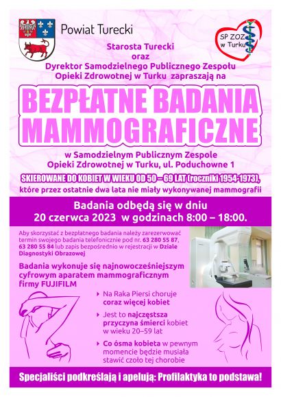 Bezpłatne badania mammograficzne w szpitalu w Turku
