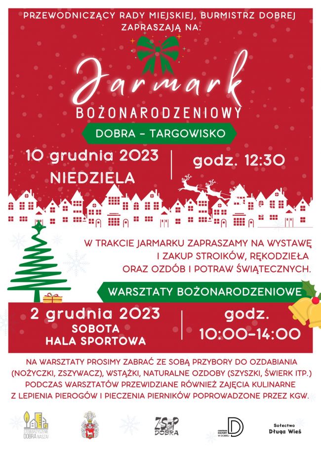 WARSZTATY ORAZ JARMARK BOŻONARODZENIOWY W DOBREJ