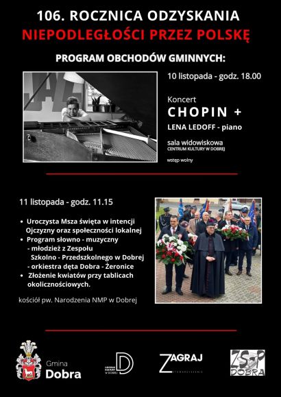 Plakat - obchody 11 listopada 2024 r. w Gminie Dobra 